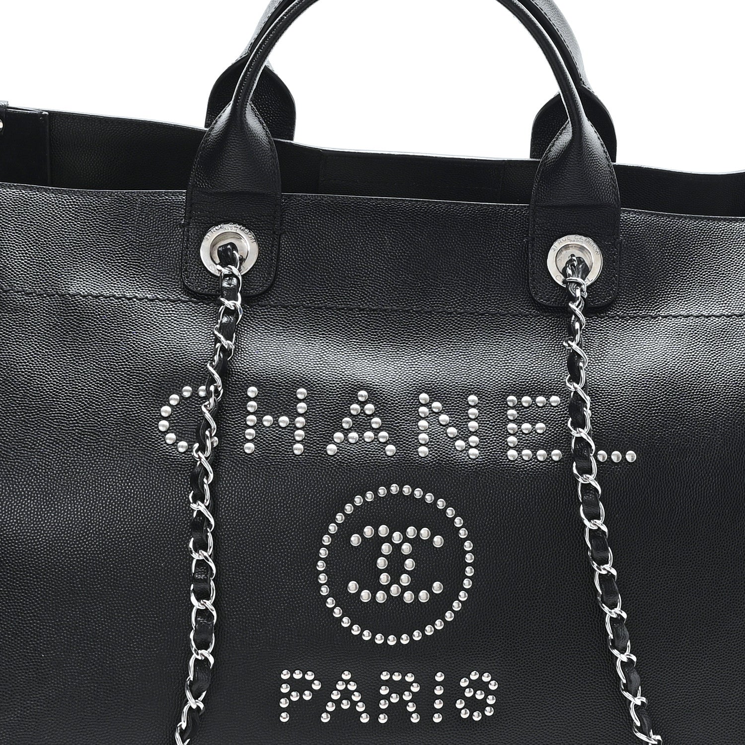 Chanel Caviar Medium Studded Deauville Tote Black 8 of 10