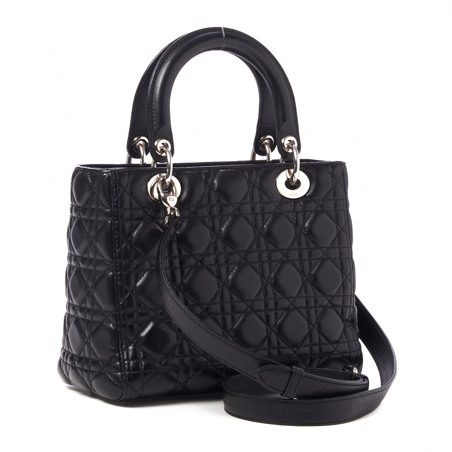 Christian Dior Lambskin Cannage Medium Lady Dior Black 3 of 11