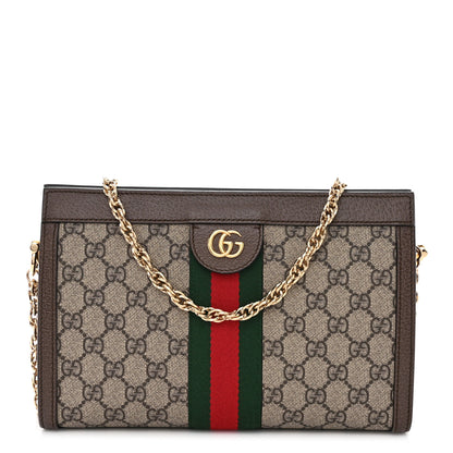 Gucci GG Supreme Monogram Web Small Ophidia Chain Shoulder Bag Brown 1 of 10