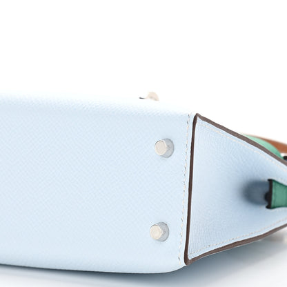 Hermes Epsom Mini Kelly Sellier 20 Bleu Brume Vert Jade Gold 10 of 11