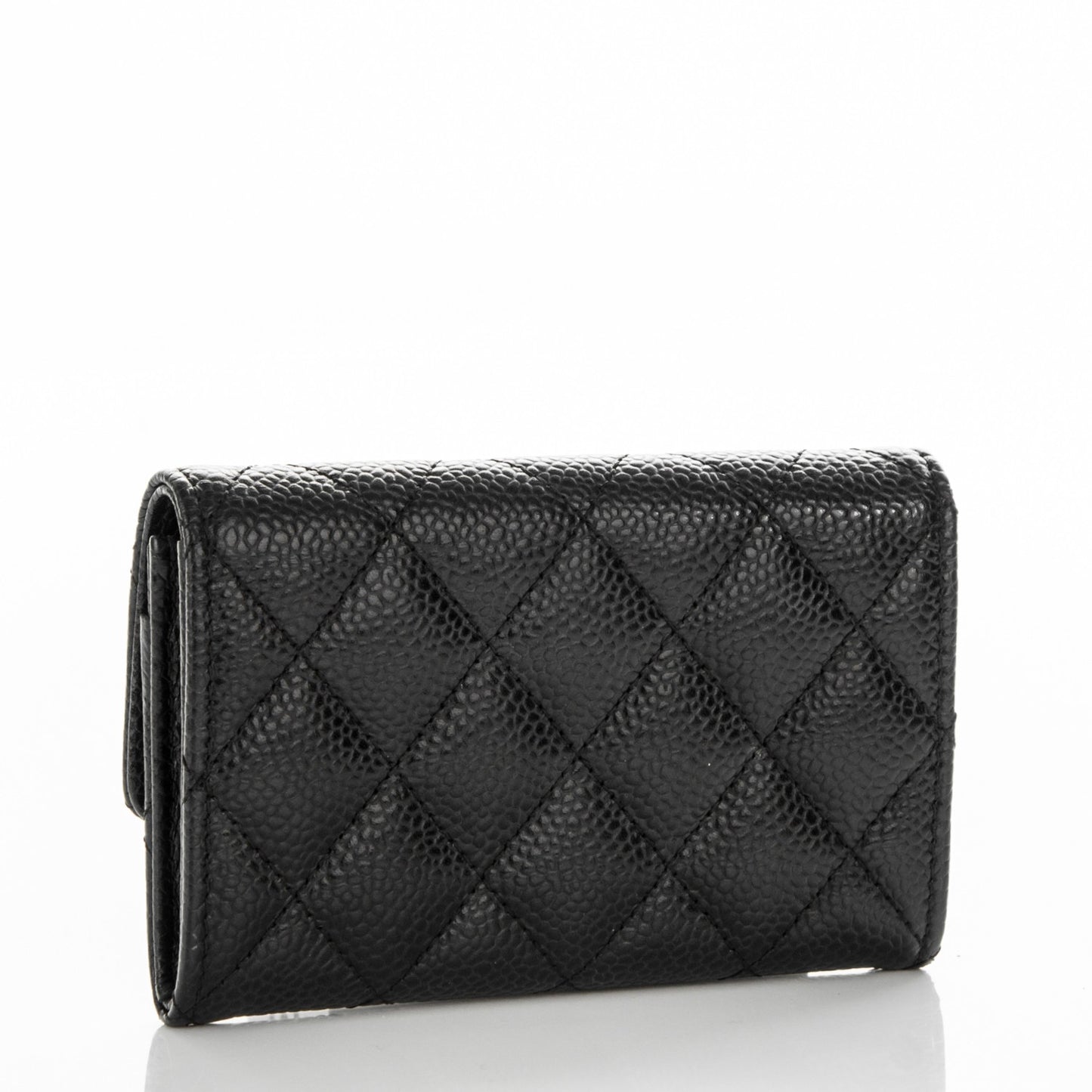 Caviar Quilted Flap Card Holder Black