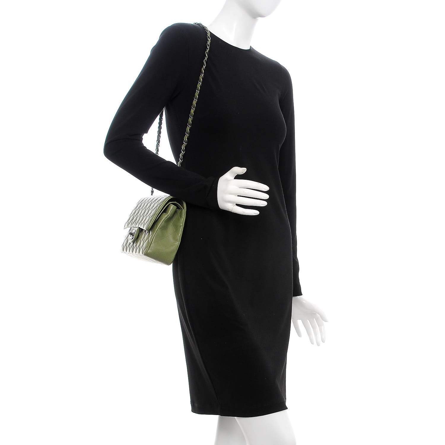 Chanel Lambskin Quilted Medium Double Flap Green 2 of 12