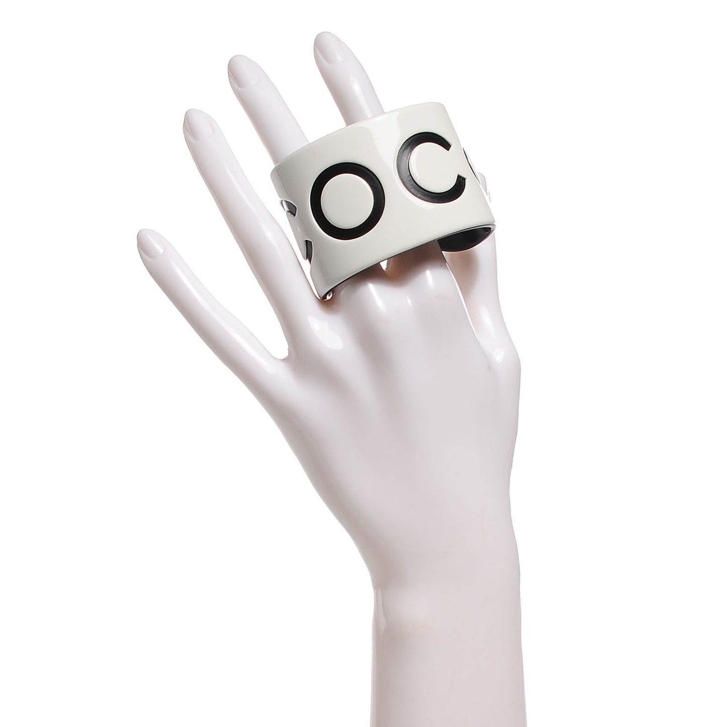 Resin Coco Wide Cuff White Black
