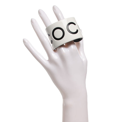 Chanel Resin Coco Wide Cuff White Black 2 of 4