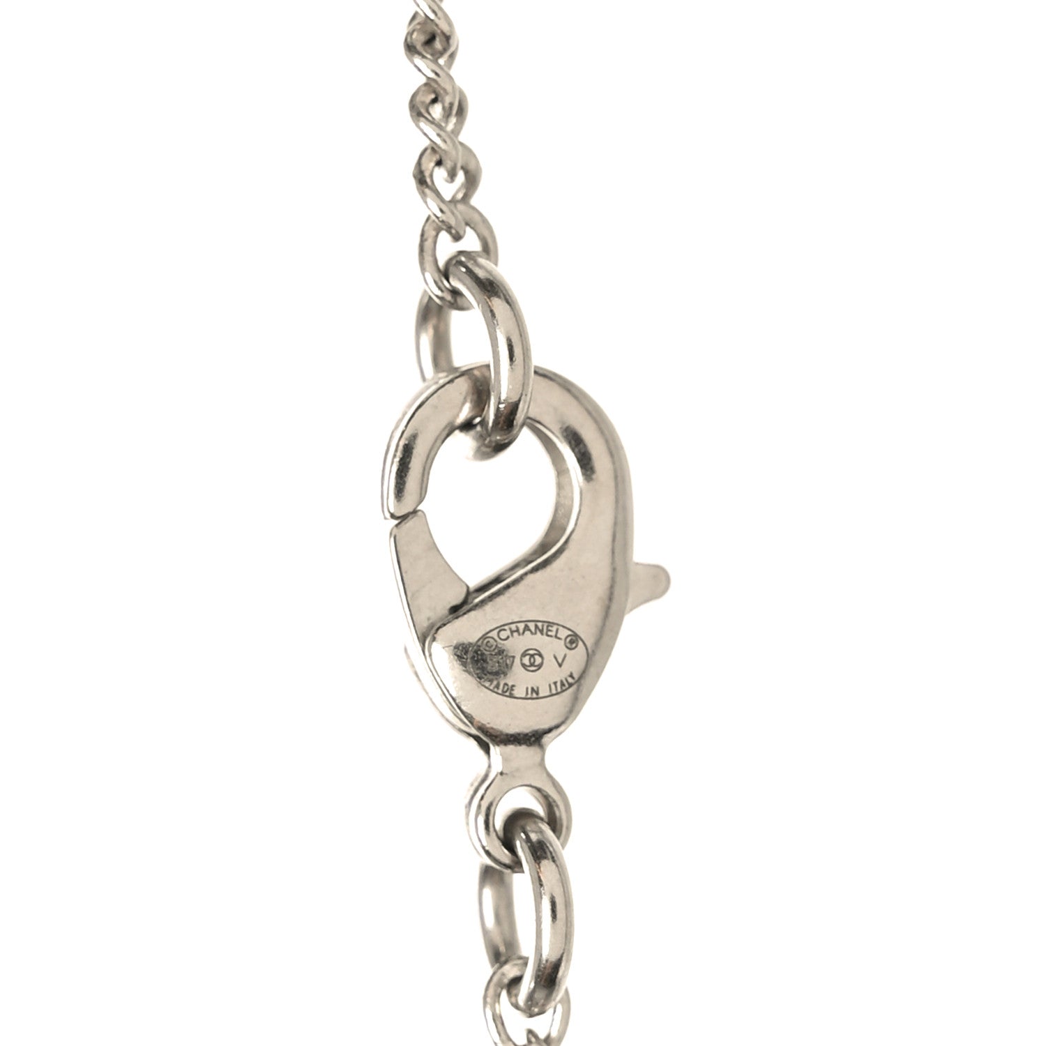 Chanel Baguette Crystal Large CC Pendant Necklace Silver 4 of 4