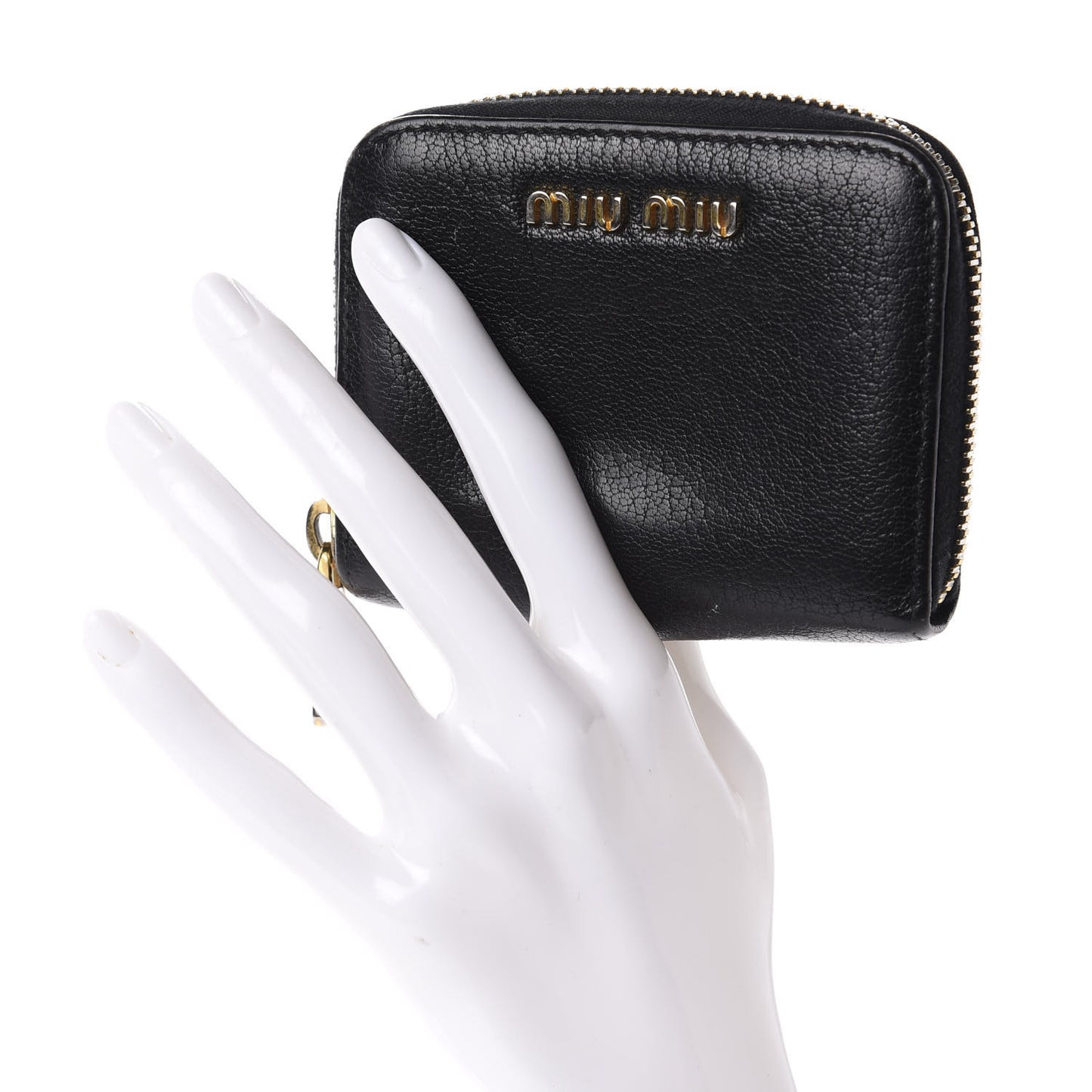 Goatskin Madras Zip Around Coin Purse Black