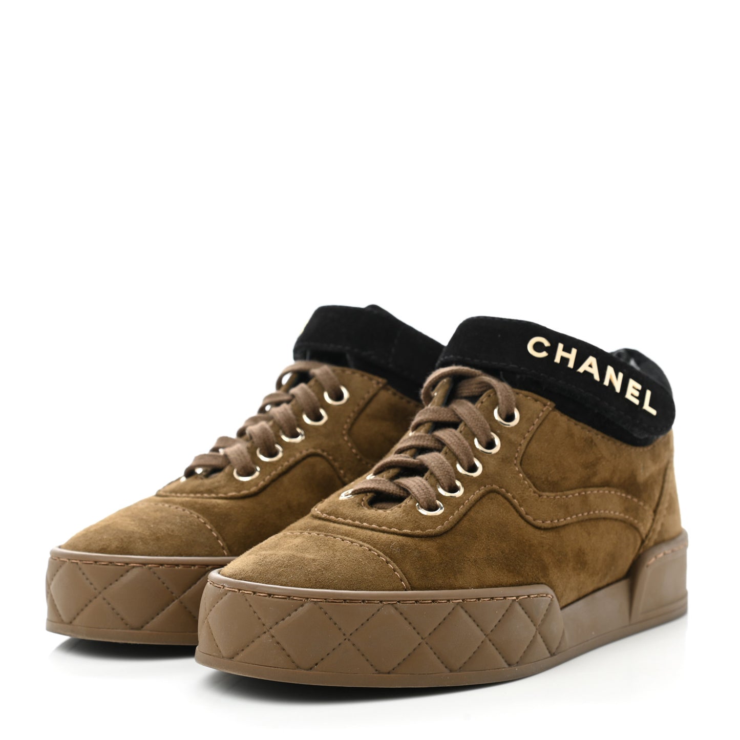 Suede Logo Strap Sneakers 35.5 Brown