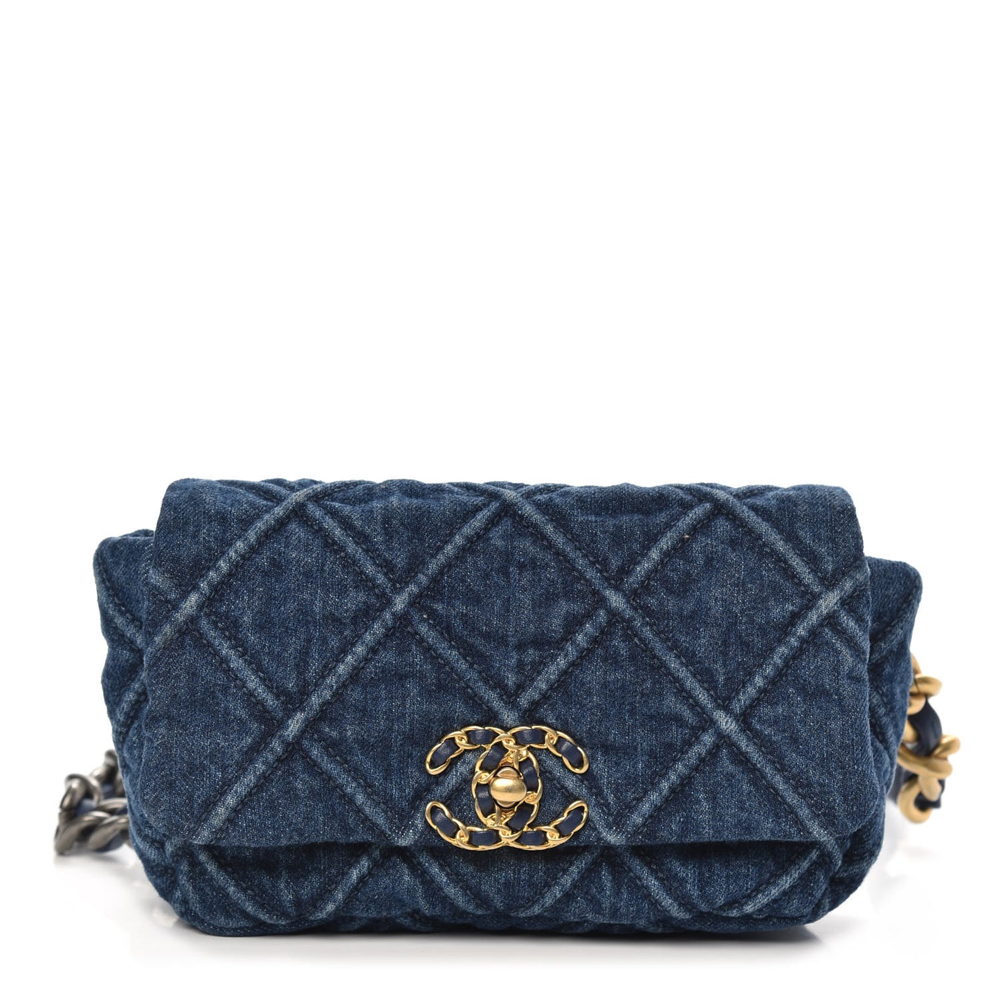 Denim Quilted 19 Belt Bag Blue