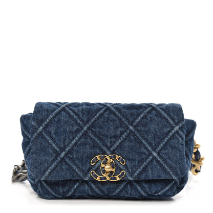 Chanel Denim Quilted 19 Belt Bag Blue 1 of 11