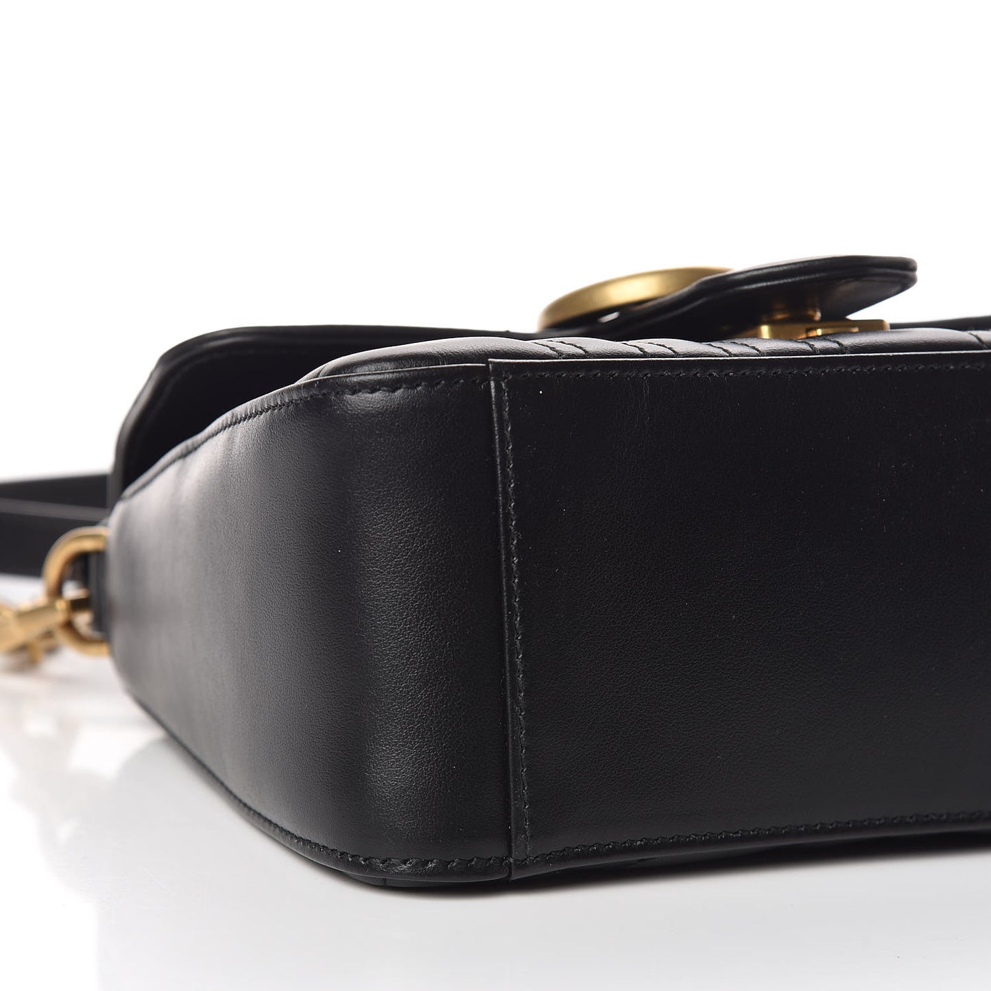 Calfskin Matelasse Mini GG Marmont Top Handle Shoulder Bag Black