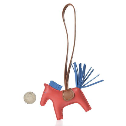 Hermes Milo Lambskin Grigri Rodeo Horse Bag Charm PM Rose Texas Bleu Zanzibar Gold 2 of 5