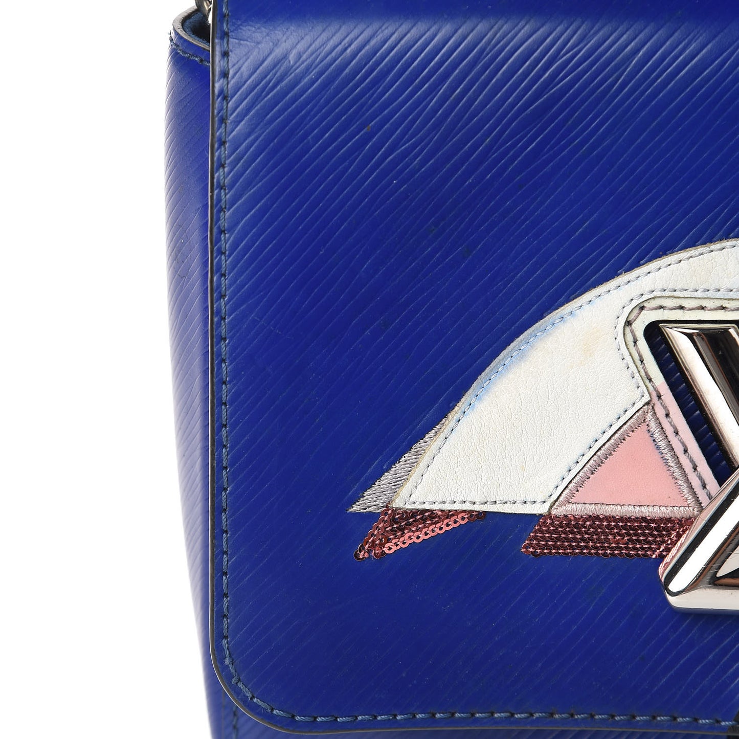 Epi Flamingo Twist Shoulder Bag MM Blue