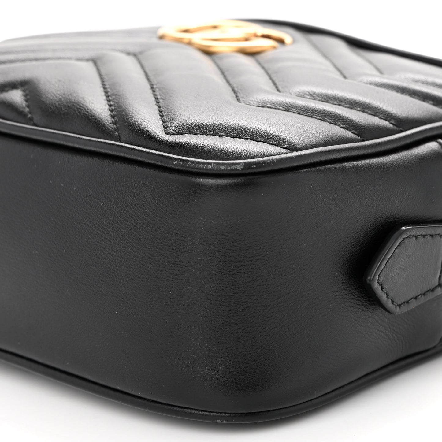 Calfskin Matelasse Mini GG Marmont Chain Shoulder Bag Black
