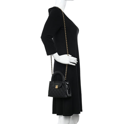 Chanel Shiny Aged Calfskin Quilted Nano Kelly Shopper Black 2 of 10