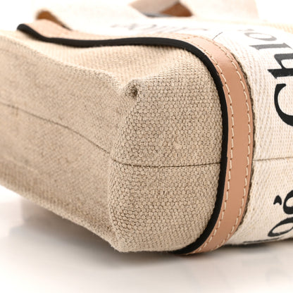 Chloe Linen Calfskin Mini Woody Ribbon Tote White Beige 9 of 10