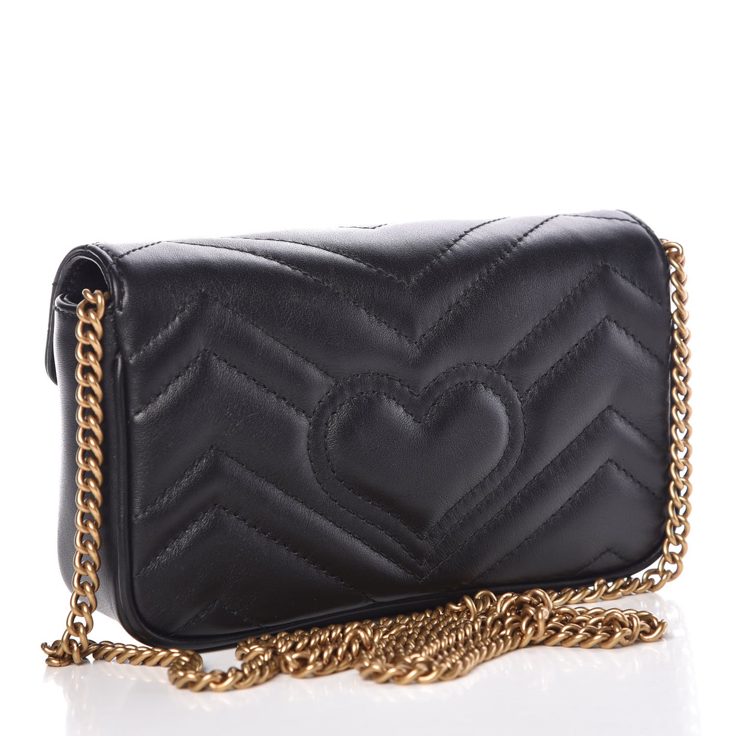 Calfskin Matelasse Super Mini GG Marmont Shoulder Bag Black