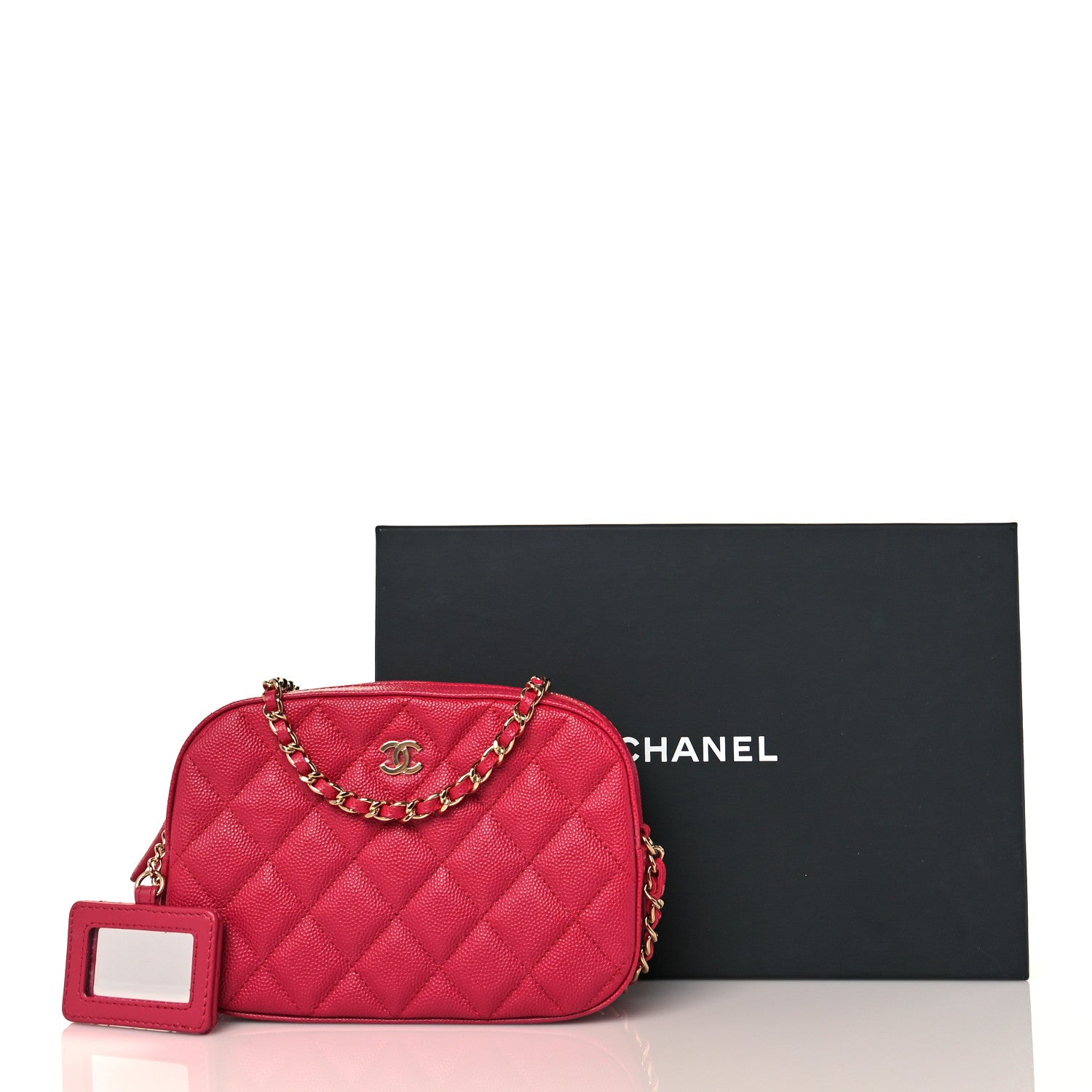 Chanel Caviar Quilted Camera Case Dark Pink 11 of 11
