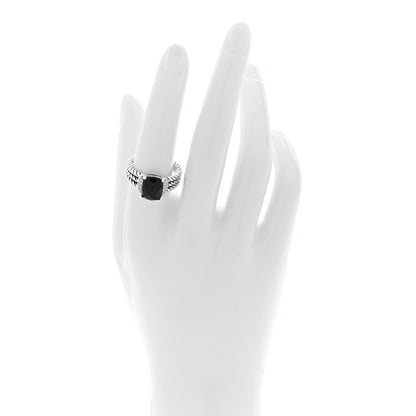 David Yurman Sterling Silver Diamond Black Onyx 10mm Petite Wheaton Ring 56 7.5 2 of 4