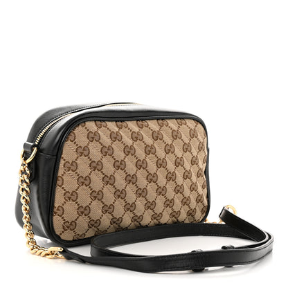 Gucci Monogram Matelasse Diagonal Small GG Marmont Chain Shoulder Bag Beige Black 2 of 10