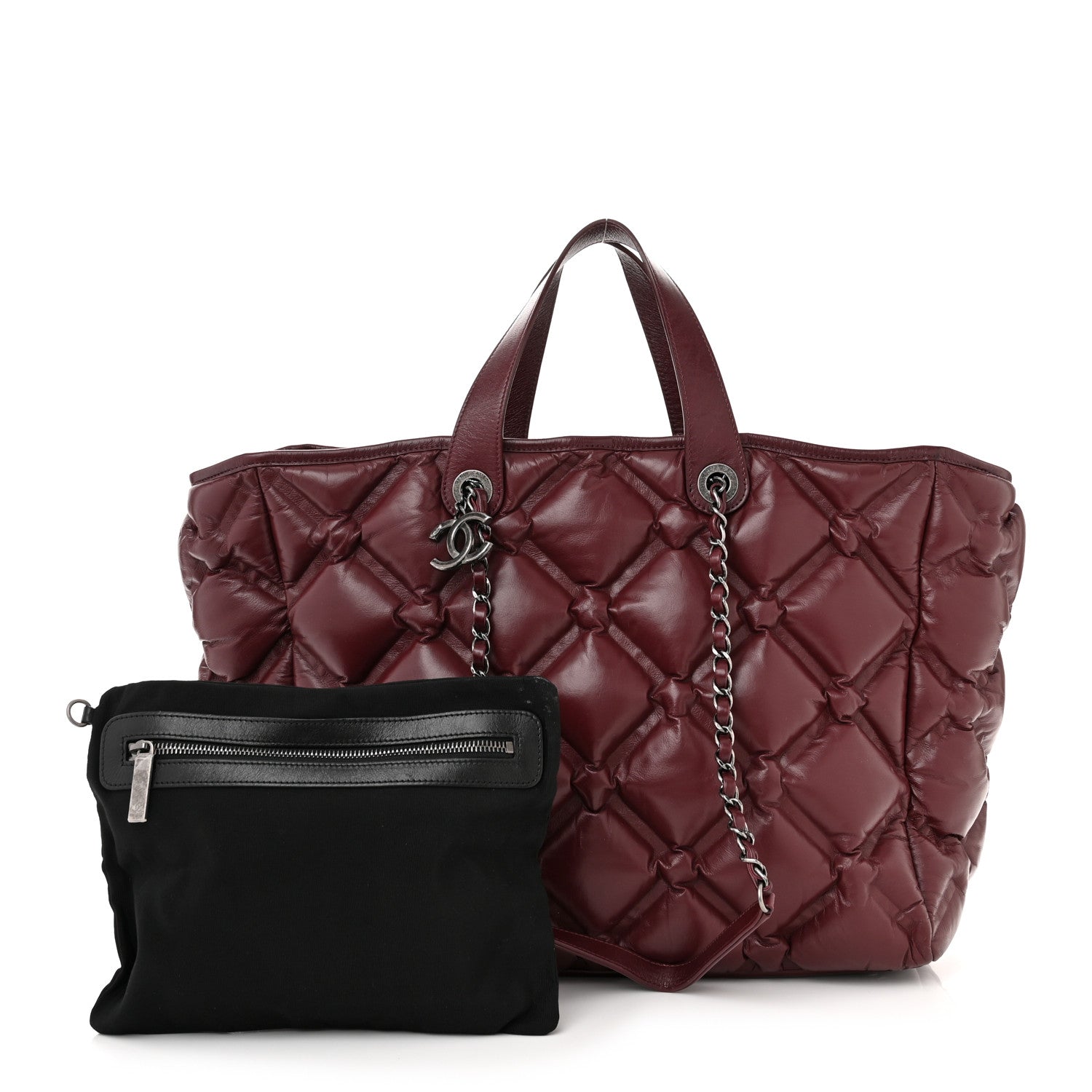 Chanel Calfskin Quilted Large Chesterfield Tote Burgundy 1 of 14