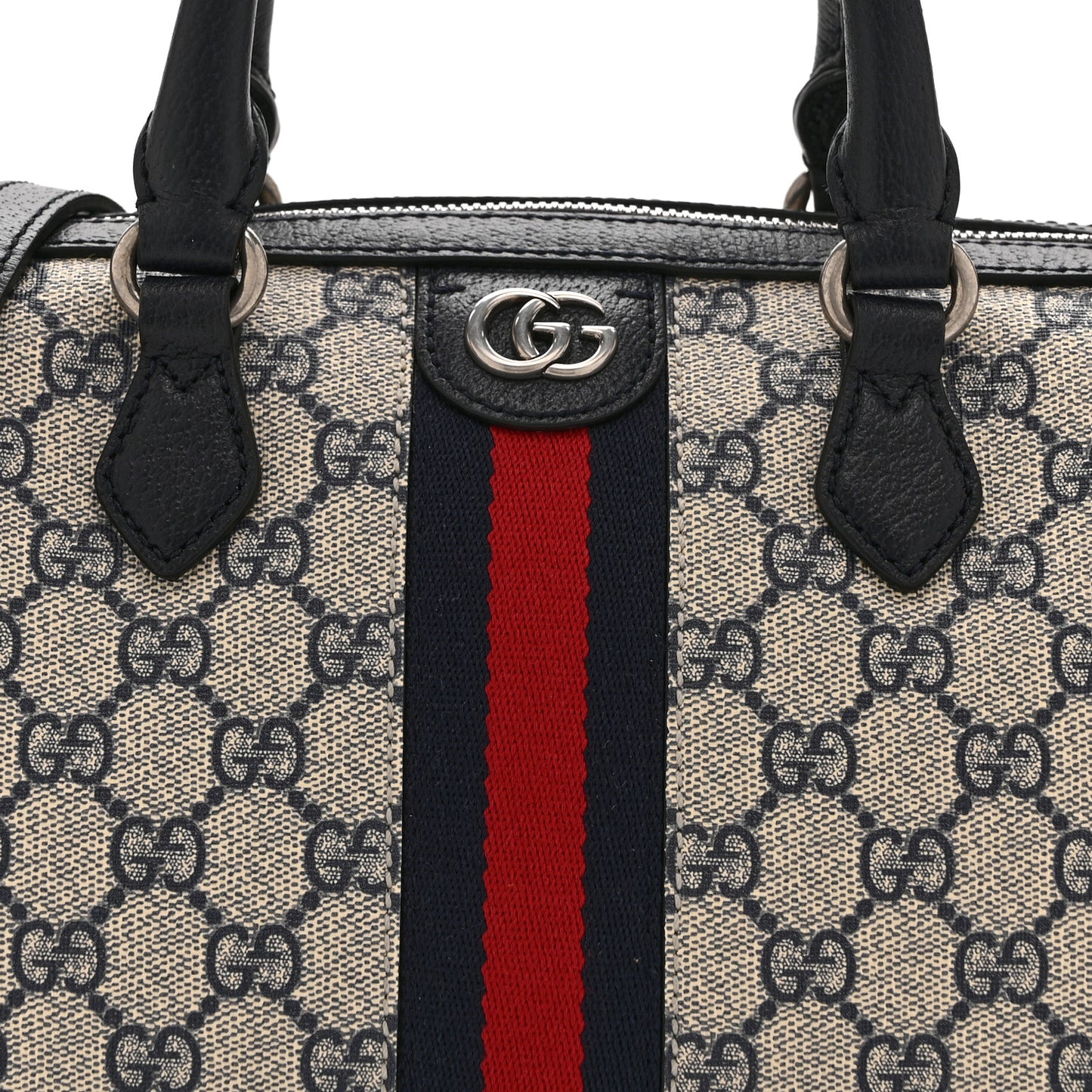 GG Supreme Monogram Web Small Ophidia Top Handle Bag Beige Blue
