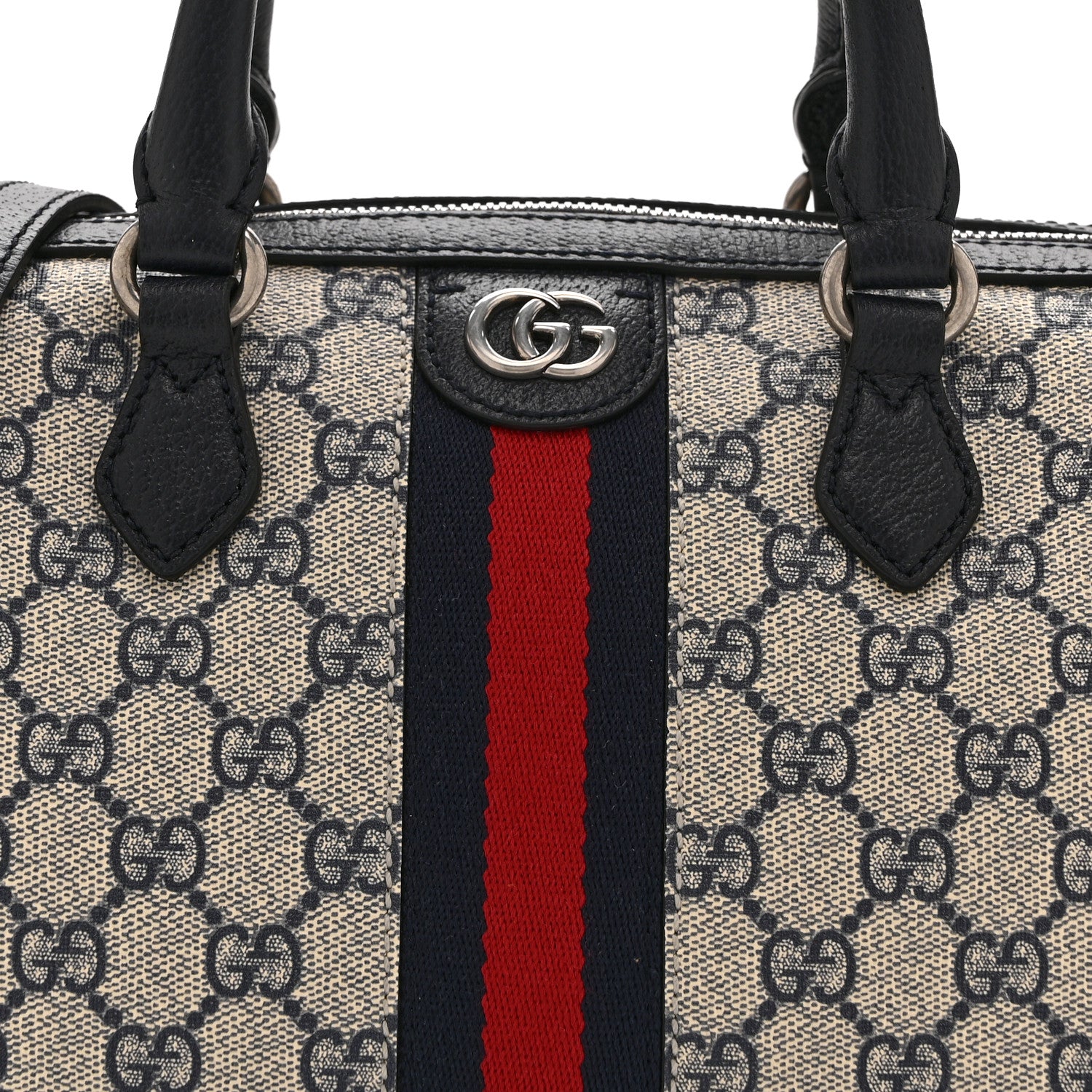 Gucci GG Supreme Monogram Web Small Ophidia Top Handle Bag Beige Blue 9 of 11