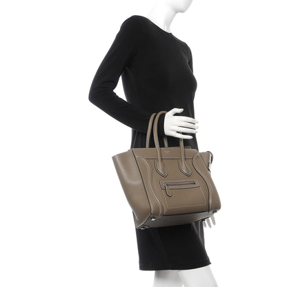 Celine Drummed Calfskin Micro Luggage Souris 2 of 13