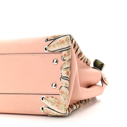 Fendi Vitello Seta Shiny Nappa Ribbon Lace Up Floral Medium Peekaboo Iconic Satchel Baby Pink Multicolor 12 of 12