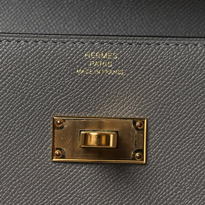Hermes Madame Calfskin Kelly Pocket Long Wallet Gris Meyer 6 of 10