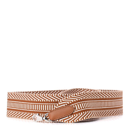 Hermes Toile Swift 50mm Sangle Cavale Shoulder Strap Ecru Beige Gold 1 of 4