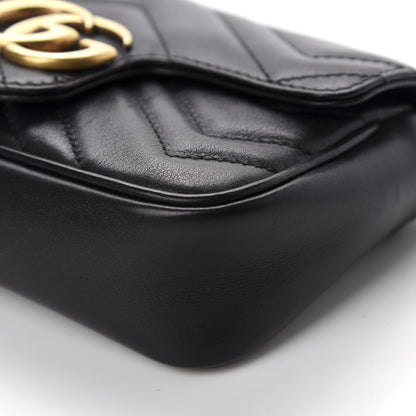 Gucci Calfskin Matelasse Super Mini GG Marmont Shoulder Bag Black 7 of 10