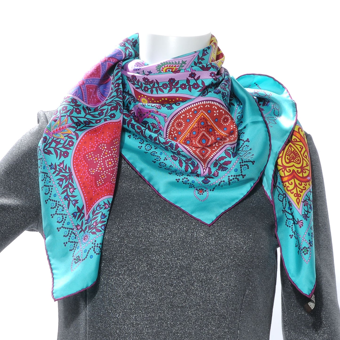 Silk Le Arbre De Vie Scarf 90 Turquoise