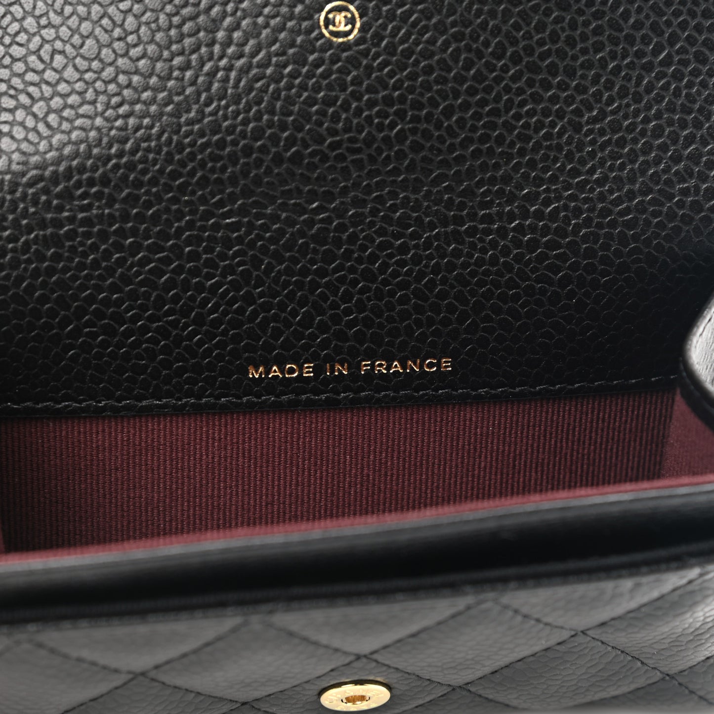 Caviar Quilted Flap Card Holder Wallet Black