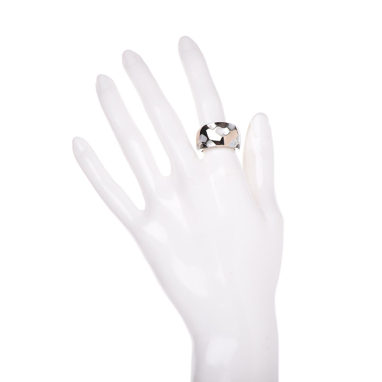 18K White Gold Mother of Pearl Marqueterie Ring 53 6.25