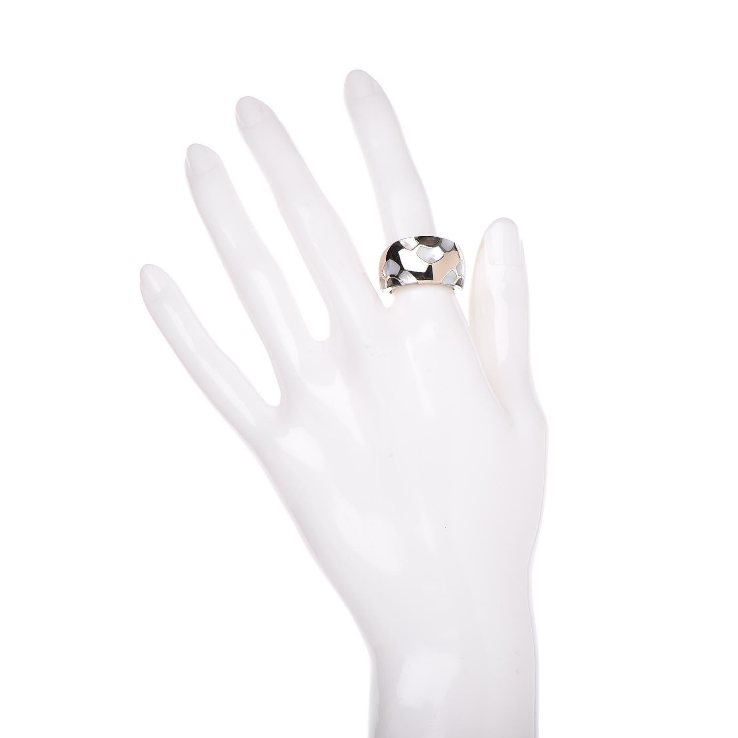 Van Cleef & Arpels 18K White Gold Mother of Pearl Marqueterie Ring 53 6.25 2 of 6