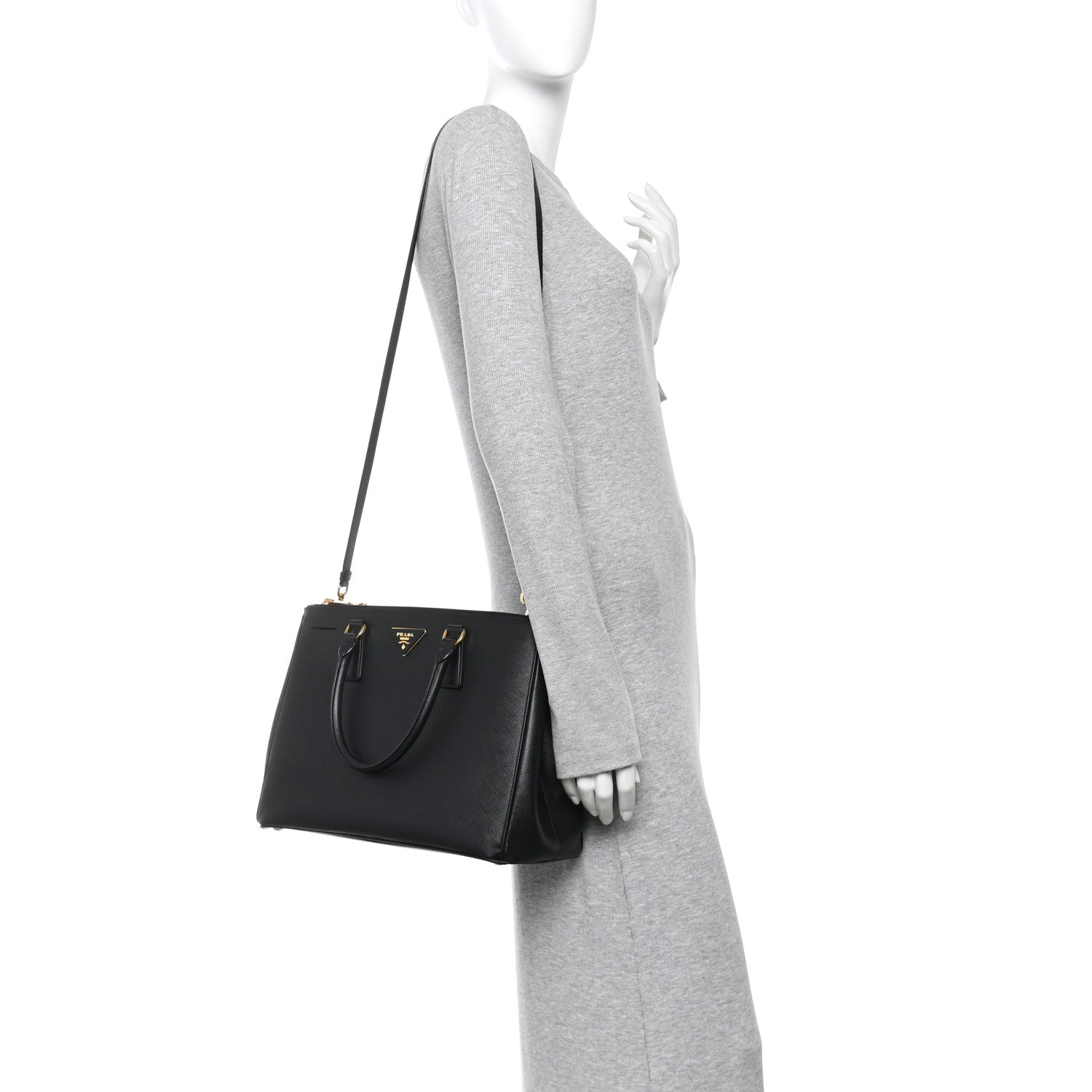 Prada Saffiano Medium Galleria Double Zip Tote Black 2 of 9