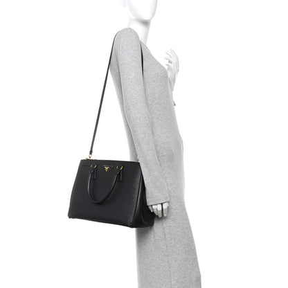 Prada Saffiano Medium Galleria Double Zip Tote Black 2 of 9
