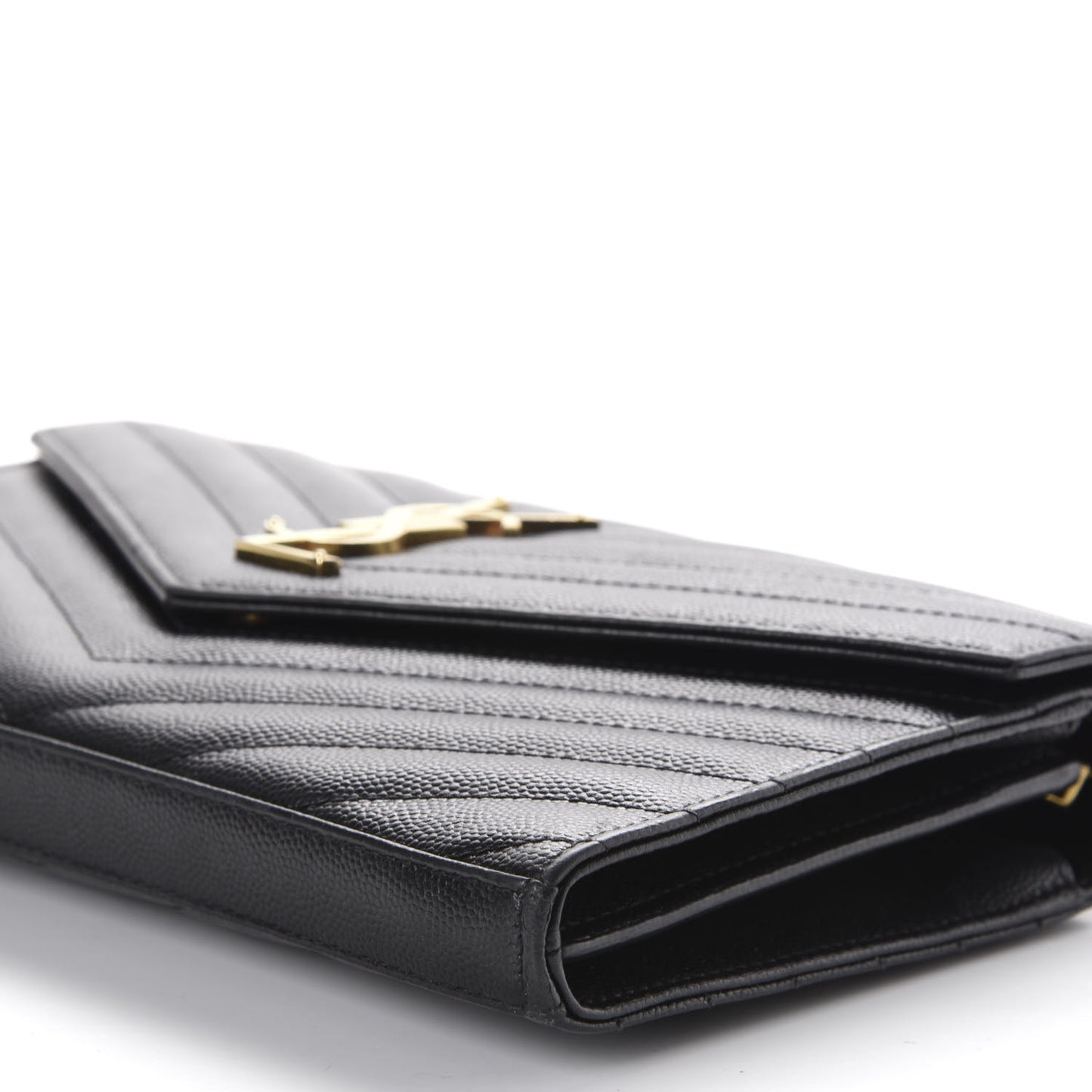Grain De Poudre Matelasse Chevron Monogram Chain Wallet Black
