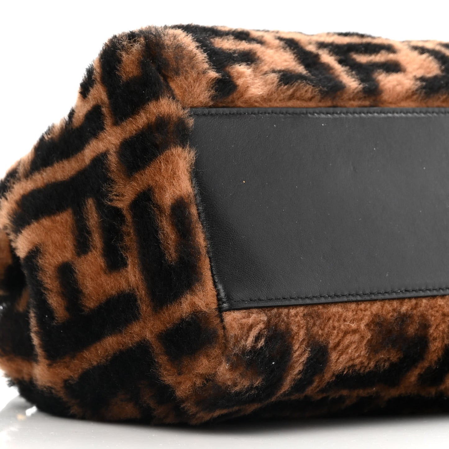 Shearling Nappa Macro FF 1974 Mini Peekaboo Iconic Satchel Tobacco Black