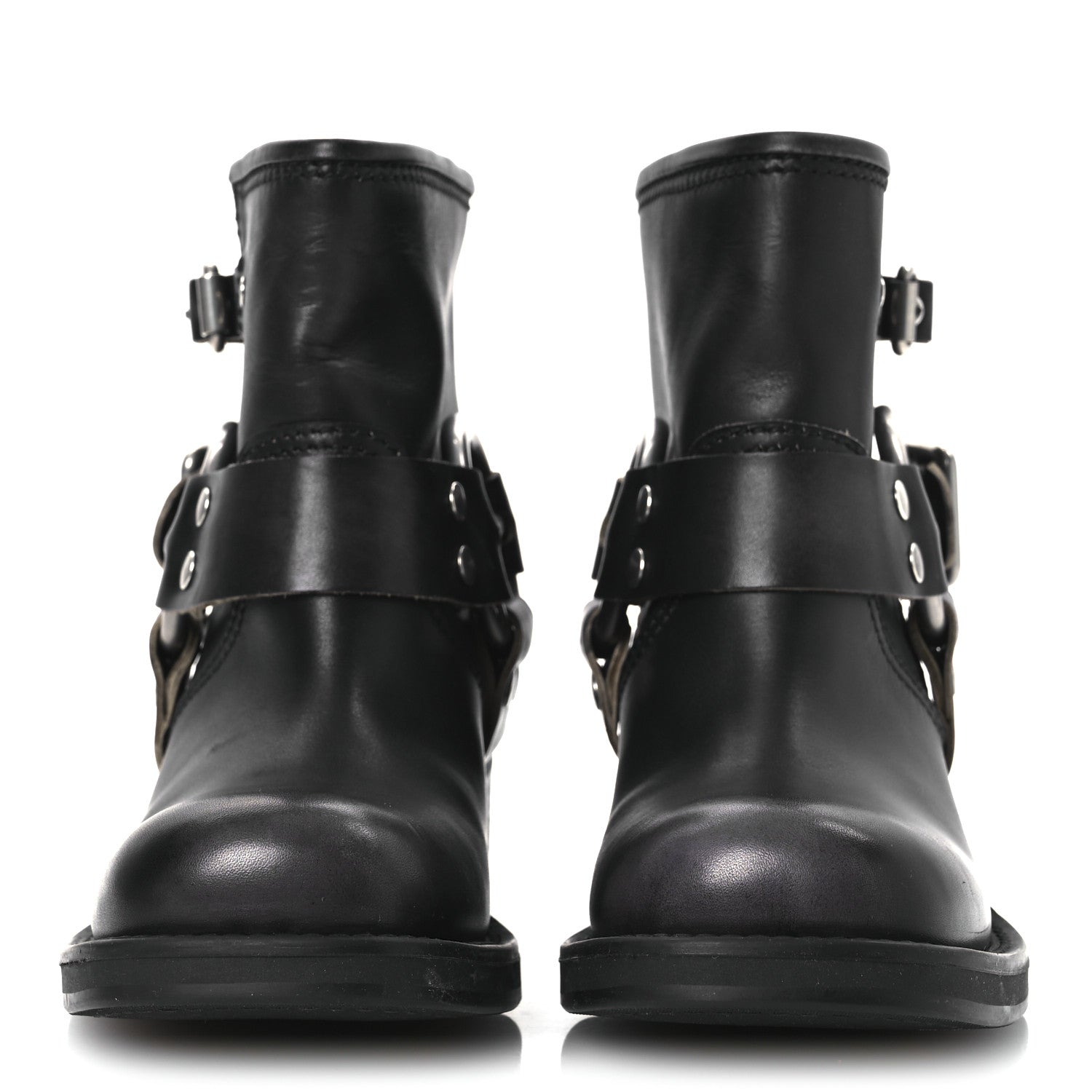 Miu Miu Calfskin Harness Engineer Boots 35 Black 3 of 14
