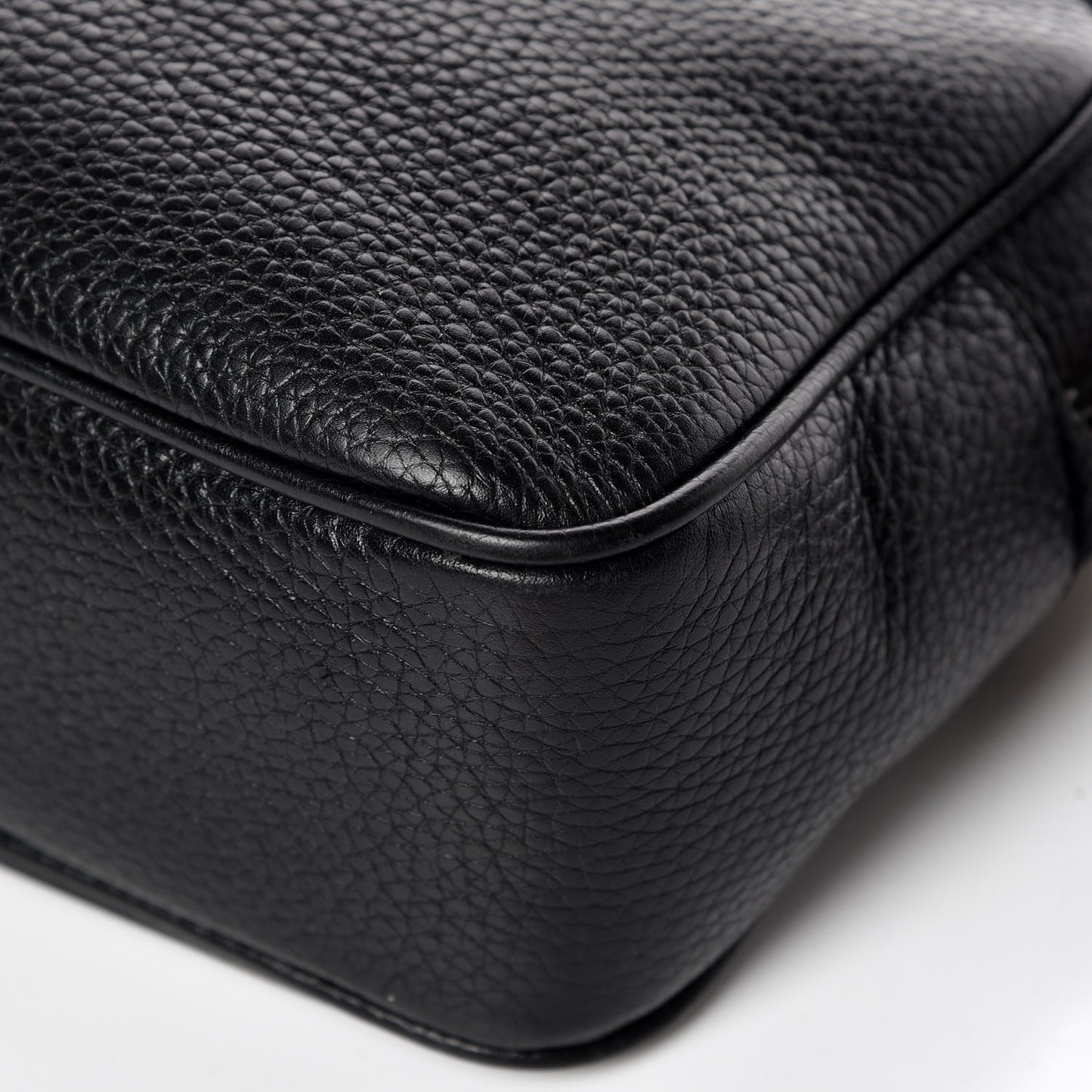 Pebbled Calfskin Small Soho Disco Bag Black