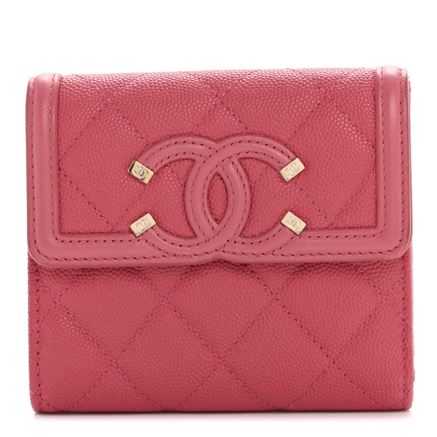 Chanel Caviar Quilted Medium Filigree Flap Wallet Pink 1 of 10