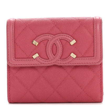 Chanel Caviar Quilted Medium Filigree Flap Wallet Pink 1 of 10