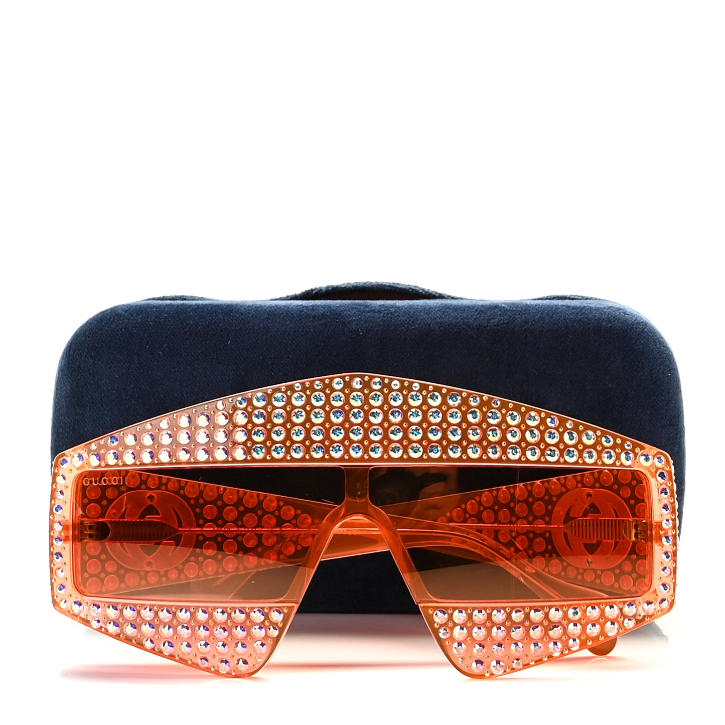 Crystal Rectangular Frame Sunglasses GG0357S Orange