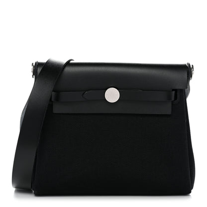 Hermes Military Toile Vache Hunter Herbag Zip Retourne 20 Black 1 of 11