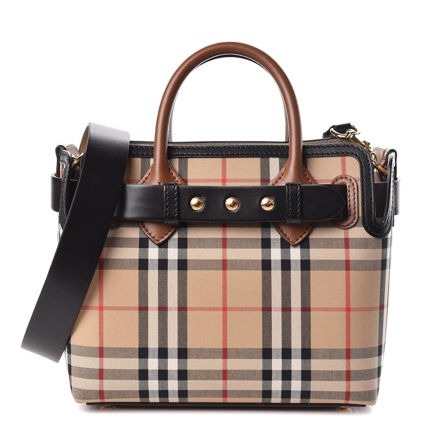 Burberry Calfskin Vintage Check Triple Stud Mini Belt Bag Archive Beige 1 of 10