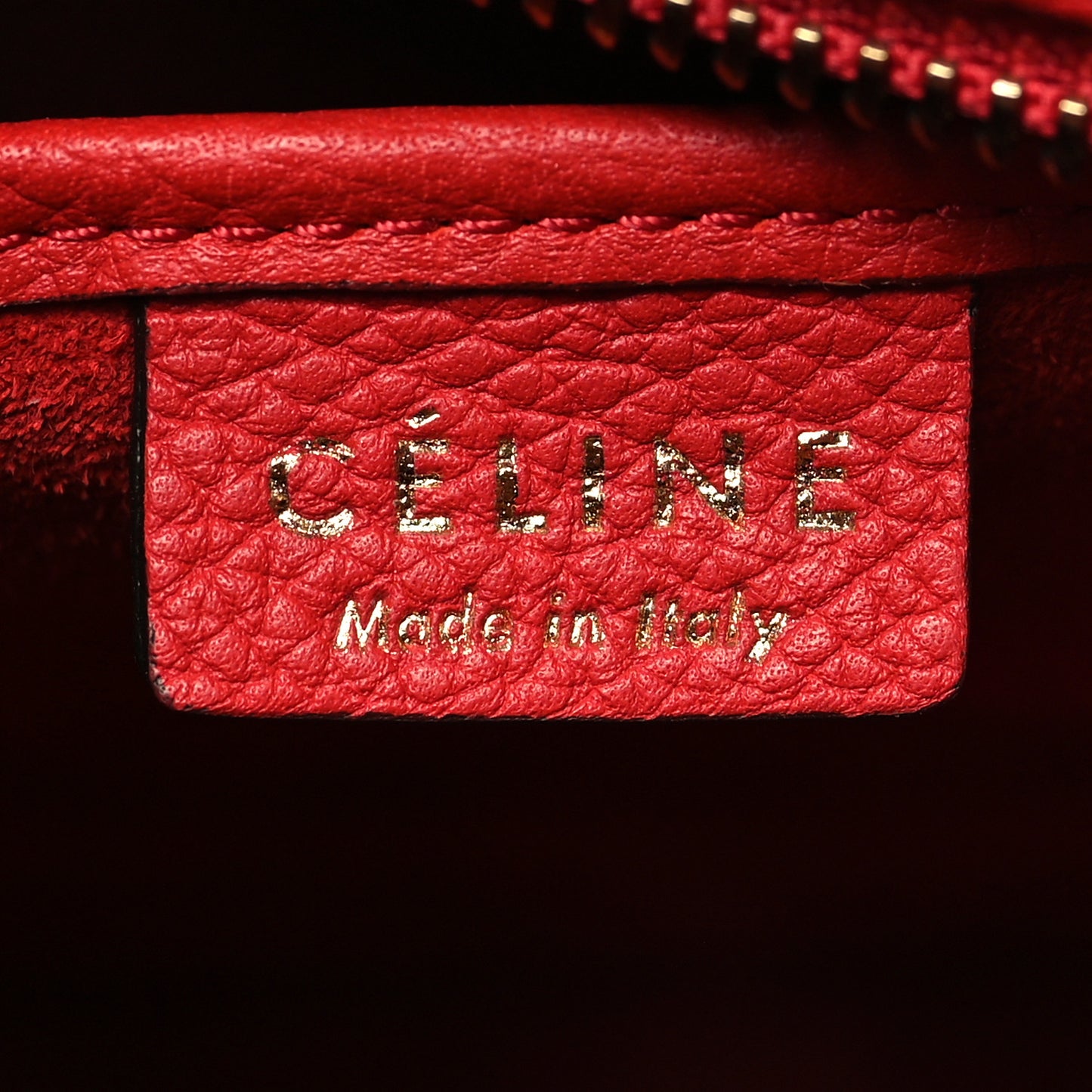 Drummed Calfskin Nano Luggage Vermillion