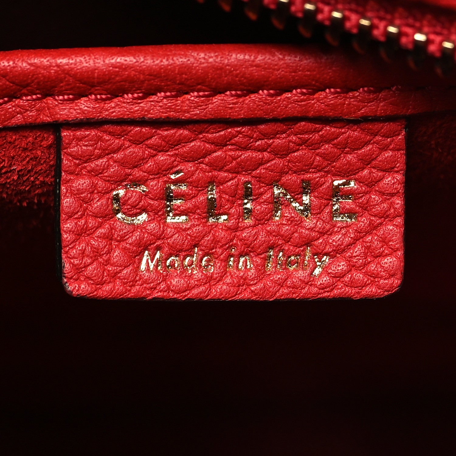 Celine Drummed Calfskin Nano Luggage Vermillion 6 of 10