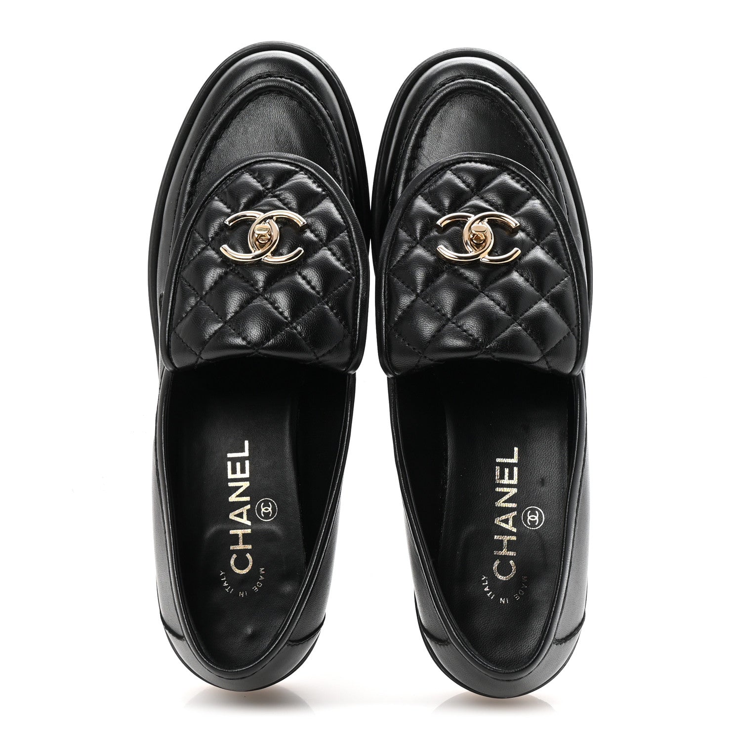 Chanel Lambskin Quilted CC Turnlock Loafers 40.5 Black 2 of 10