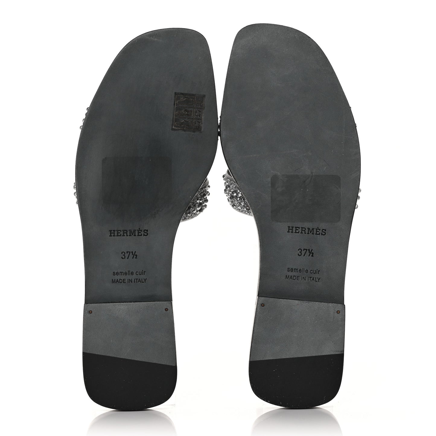 Velvet Goatskin Crystal Beads Oran Sandals 37.5 Gris Argente